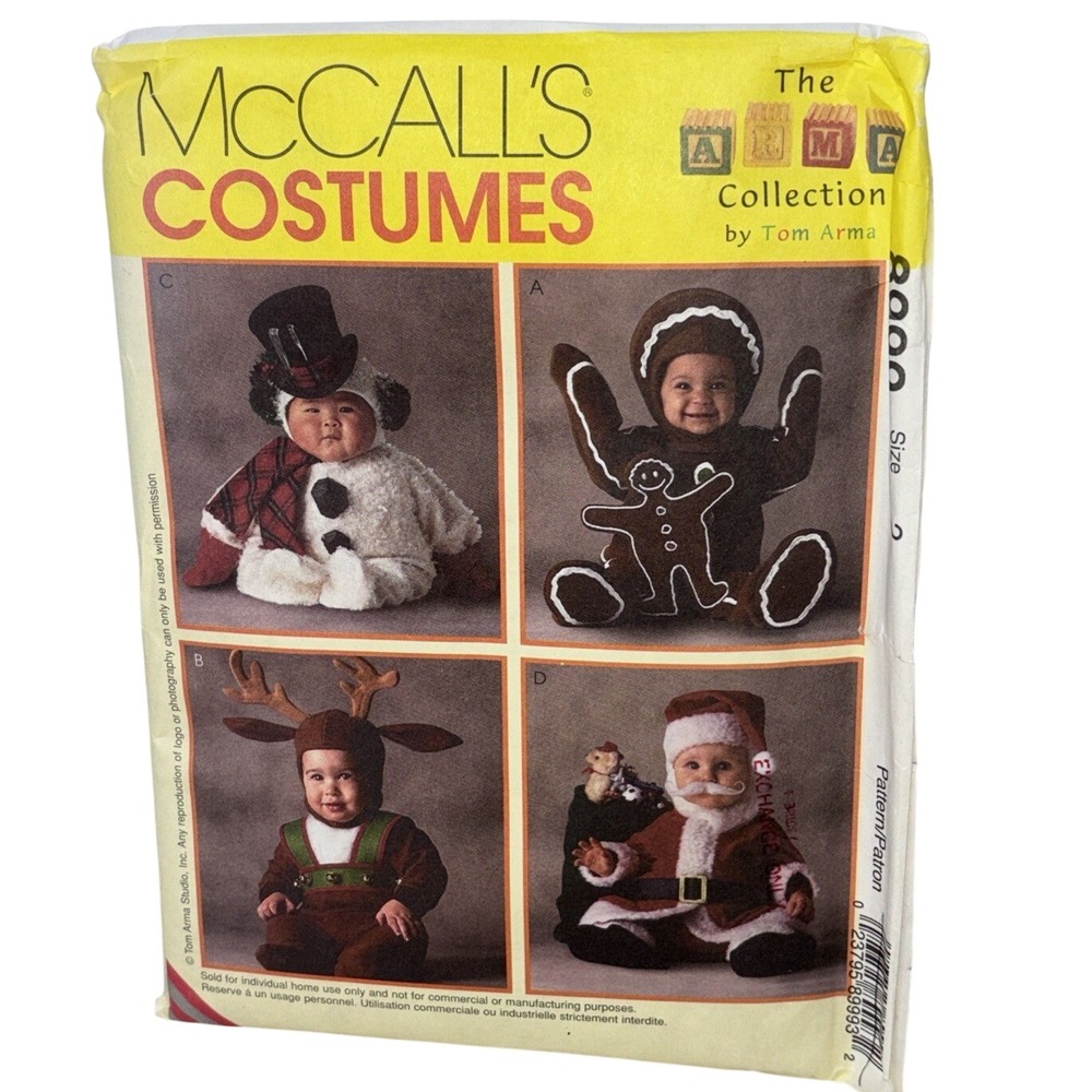 McCalls 8999 Tom Arma Toddler Holiday Costume Sewing‎ Pattern Size 2 Santa